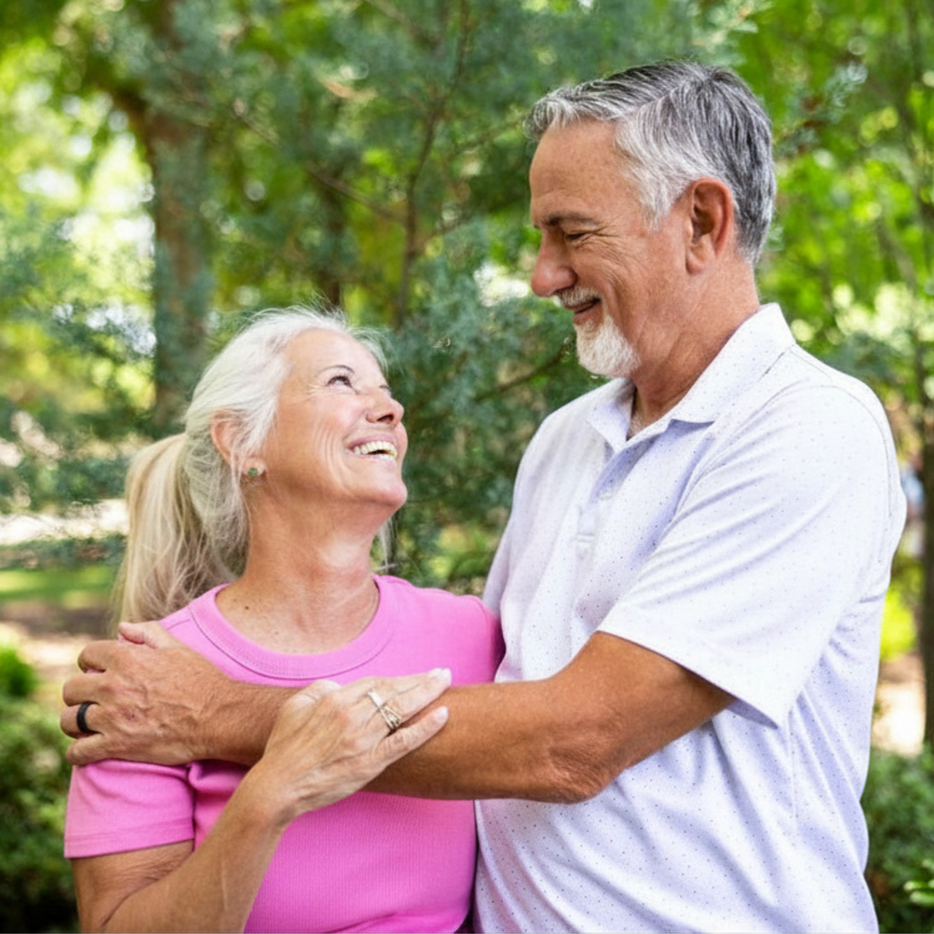 man and woman embracing